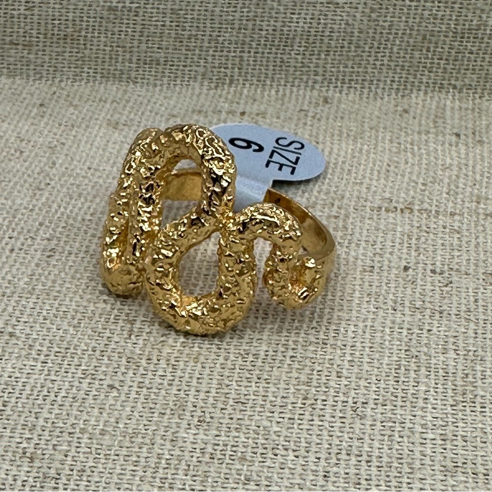 18KT Gold Plated Sterling Silver Molten Medusa Ring